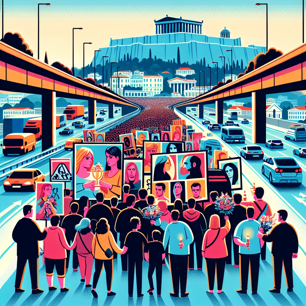 Athener Mahnmarsch für Verkehrssicherheit und schwerer Unfall im Stadtverkehr