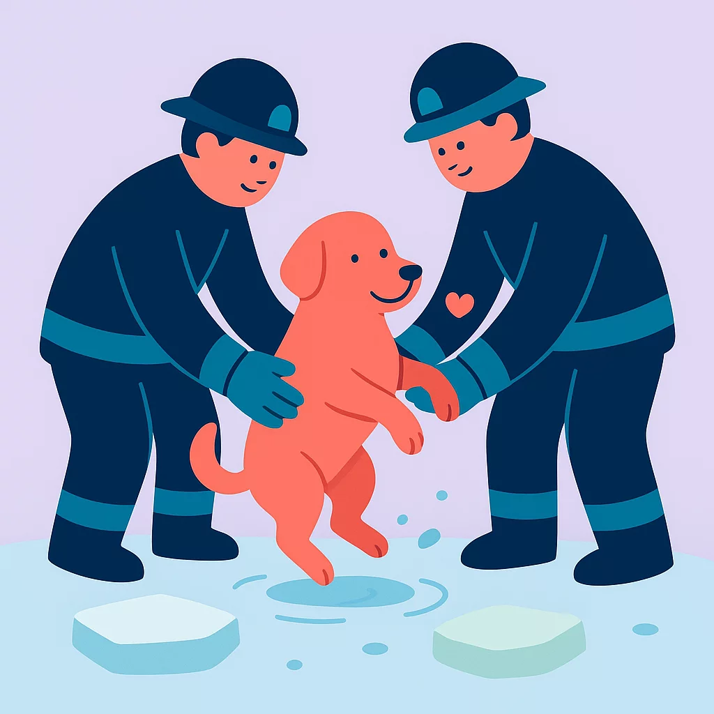 Feuerwehr rettet Hund von Eisschollen in der Ostsee