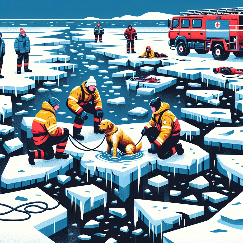 Feuerwehr rettet Hund von Eisschollen in der Ostsee