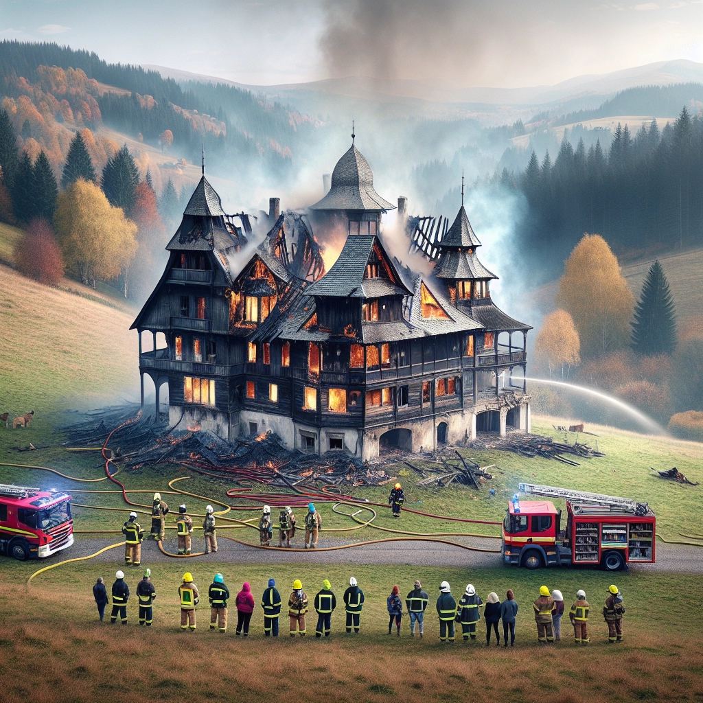 Historische Villa bei Arłamów durch Großbrand zerstört