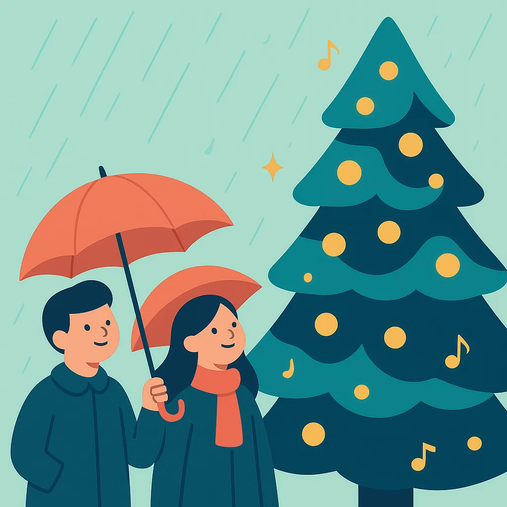 Thessaloniki lässt trotz Regens den Weihnachtsbaum erstrahlen
